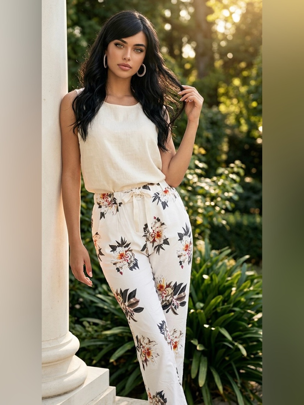 Ladies Brand Bazar Boutique Pull-On Stretchy Pants Floral Print Size Small NWOT
